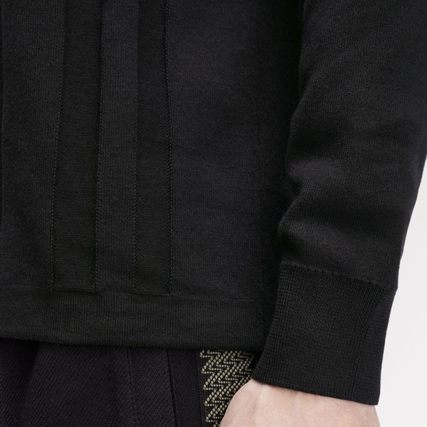 Fred Perry Button Through Textured Knitted Shirt in Black K9726 102 Close Up 2