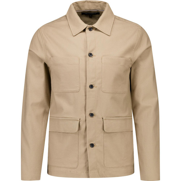 french connection mens four pocket button front canvas overshirt mink brown