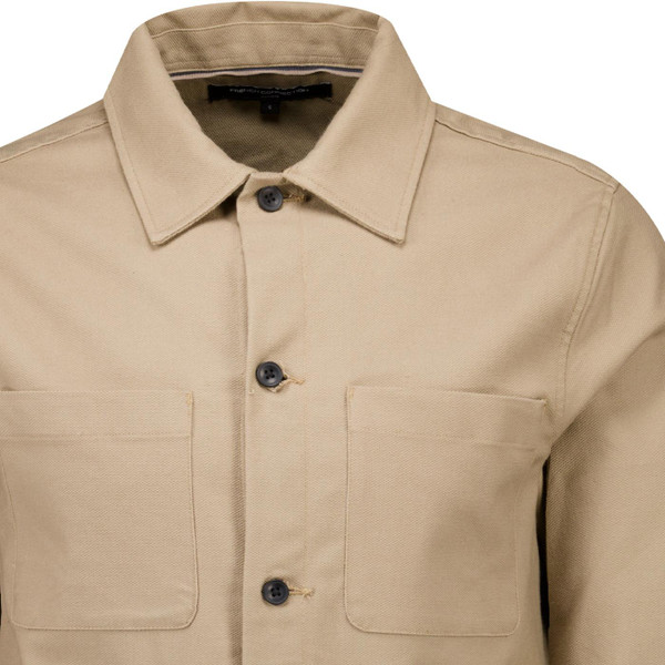 french connection mens four pocket button front canvas overshirt mink brown