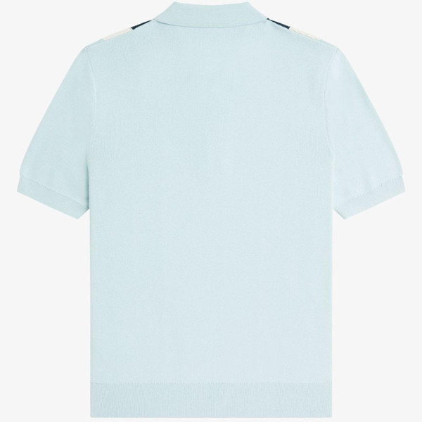 Fred Perry Multi Texture Mod Knitted Polo Shirt in Light Ice K1353 R30 Back Photo