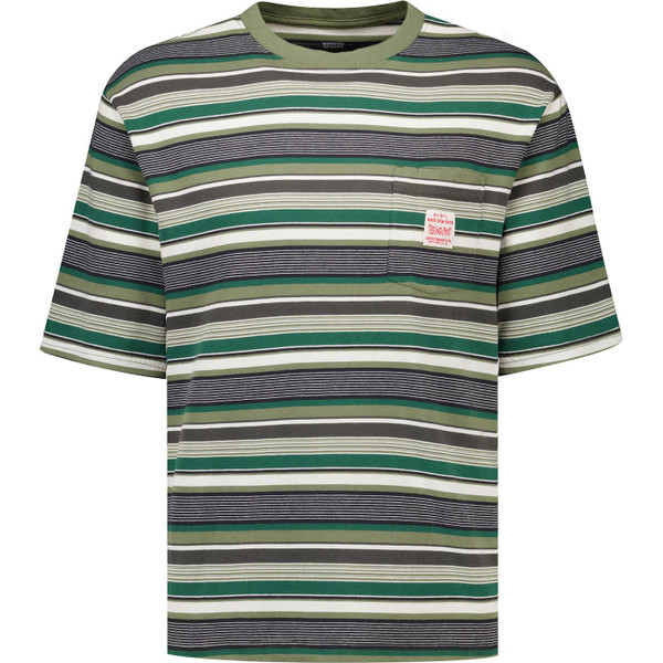 levis mens retro striped workwear pocket crew neck tshirt green