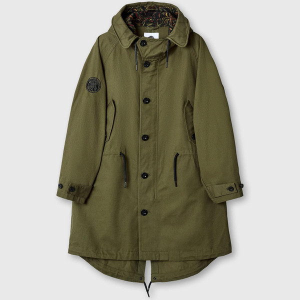 Pretty Green Men's Mod M52 Fishtail Parka Jacket in Khaki G25Q3MUOUT142 Main Photo