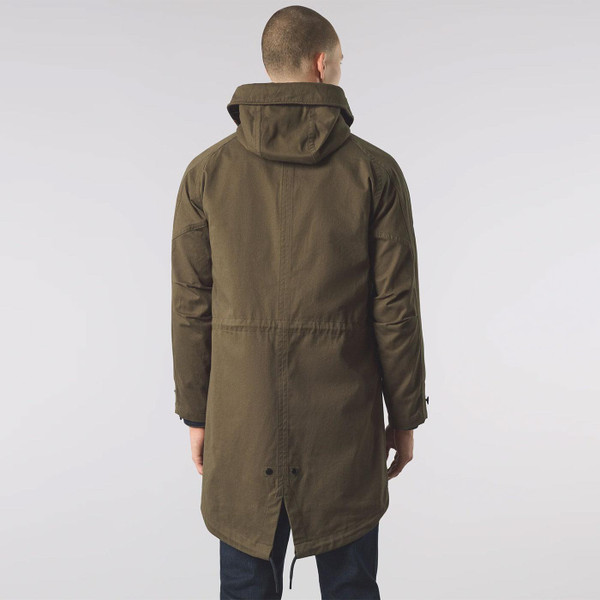 Pretty Green Men's Mod M52 Fishtail Parka Jacket in Khaki G25Q3MUOUT142 Back Photo