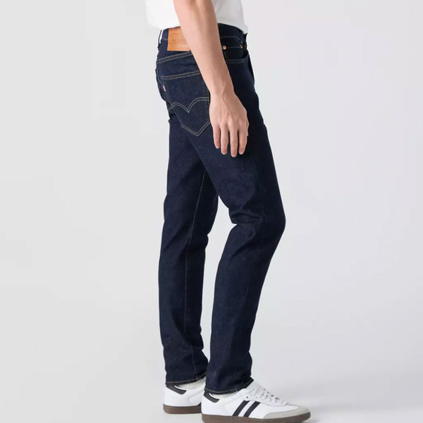 Side fit on Levi's 512 Mens Slim Tapered Denim Jeans in Rock Cod Dark Blue Indigo