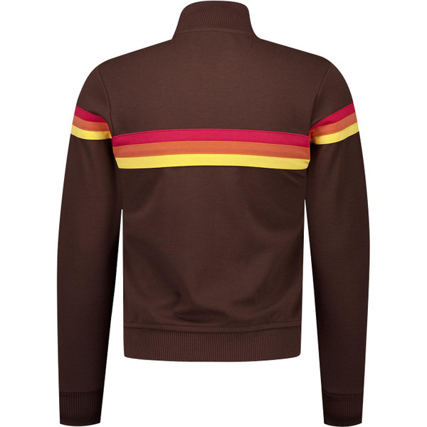trojan records clothing mens retro chest stripe funnel neck zip track top chocolate brown