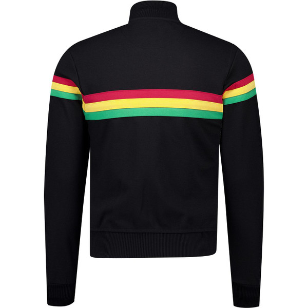 trojan record clothing mens retro rasta chest stripe funnel neck zip track top black