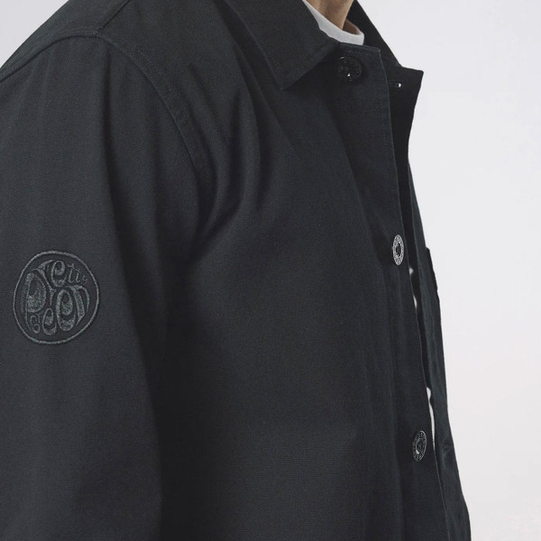 Pretty Green Parthian Retro Paisley Pocket Overshirt in Black Close Up Sleeve
