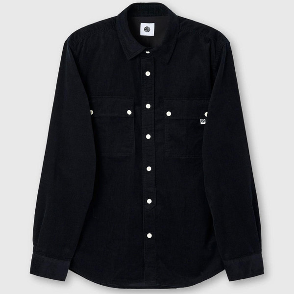 Pretty Green Campbell Men's Mod Cord Two Pocket Shirt in Black Main Photo