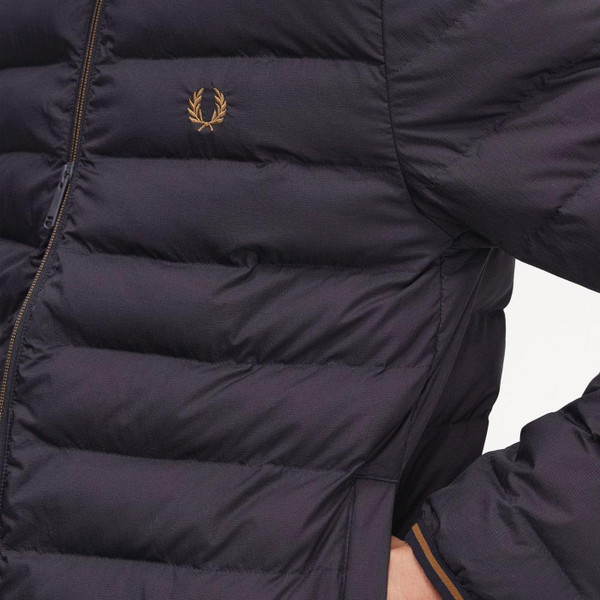 Fred Perry Insulated Puffer Jacket in Navy J4564 248 Close Up 2