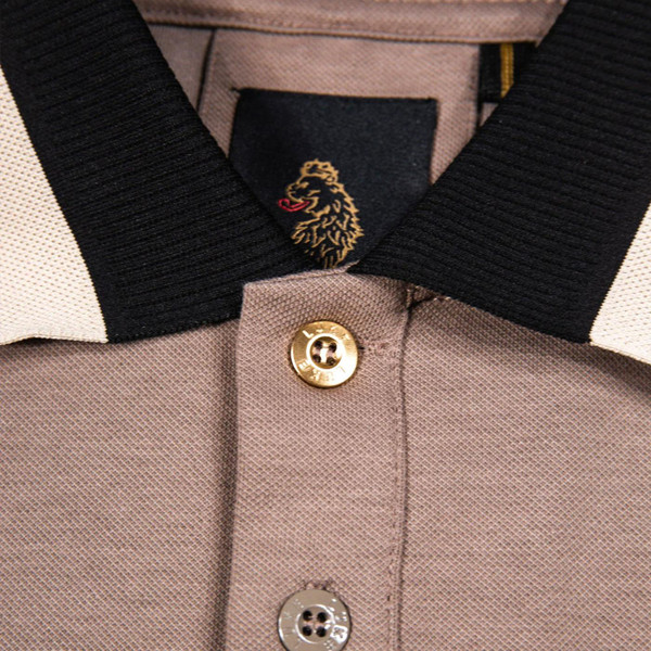 Makati Luke Honeycomb Textured Tipped Polo Shirt in Hardnut M771452 Close Up 3