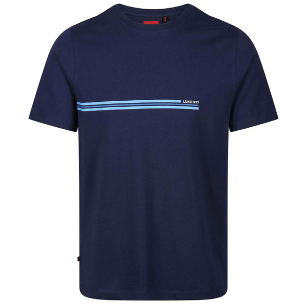 Luke 1977 Block Stripe Retro T-shirt in Navy M650105 Main Photo