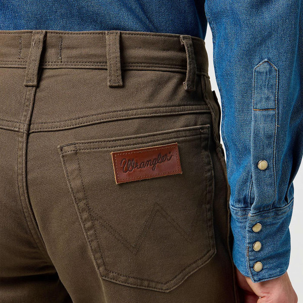 Wrangler Texas 5 Pocket Twill Trousers in Tarmac 112371644 Close Up 1