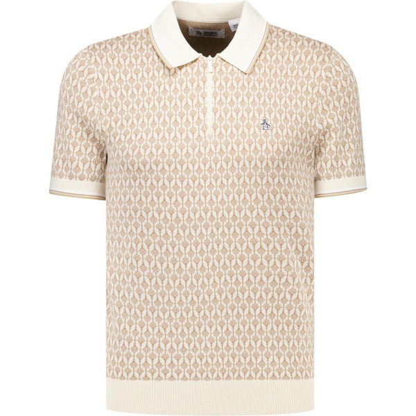 original penguin mens geo jacquard quarter zip polo tshirt birch