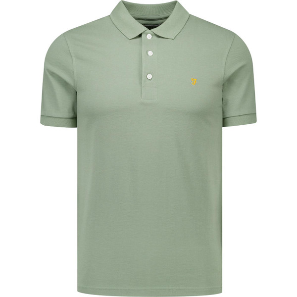 farah vintage mens blanes classic mod plain coloured pique polo tshirt tarragon green