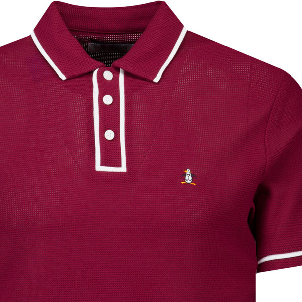original penguin mens earl archive mesh tipped polo tshirt cabernet red
