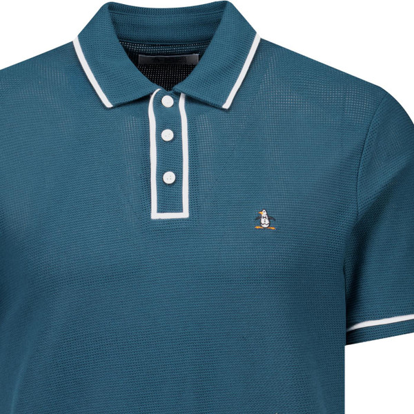 original penguin mens earl archive mesh tipped polo tshirt reflecting pond green