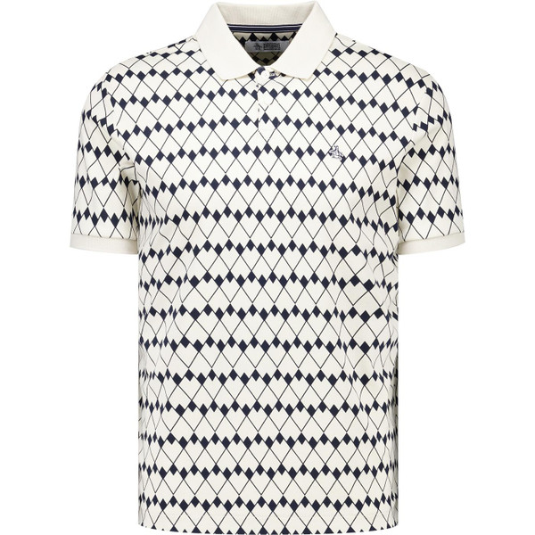 original penguin mens print geo flags interlock jesey polo tshirt birch
