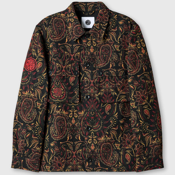 Pretty Green Parthian Retro 60s Paisley Jacquard Overshirt in Black Main Photo