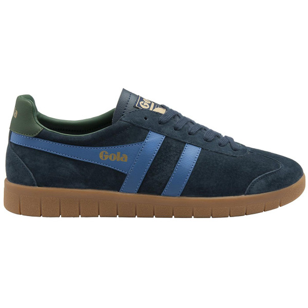 Gola Classics Men's Hurricane Suede Trainers in Navy and Sapphire CMB046EH Side Photo