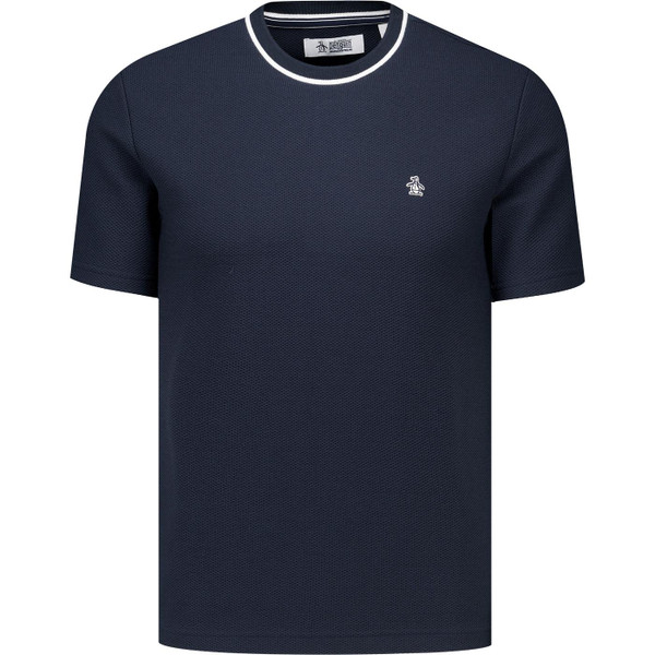 original penguin mens mod tipped textured pique crew neck tshirt dark sapphire