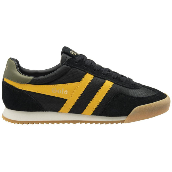 Gola Classics Europa Retro 70s Football Trainers in Black and Sun CMB561BY Side Photo