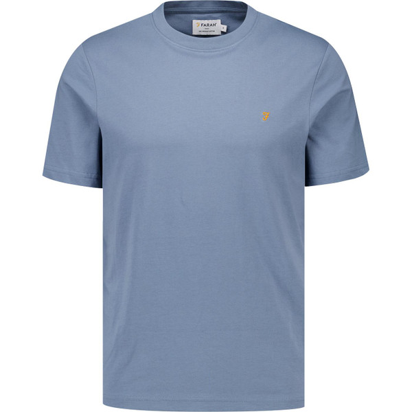 farah vintage mens danny organic cotton plain coloured crew neck tshirt chalk blue