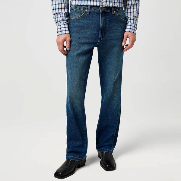 Wrangler Wrancher Retro Denim Bootcut Jeans in Old Habits Front Photo