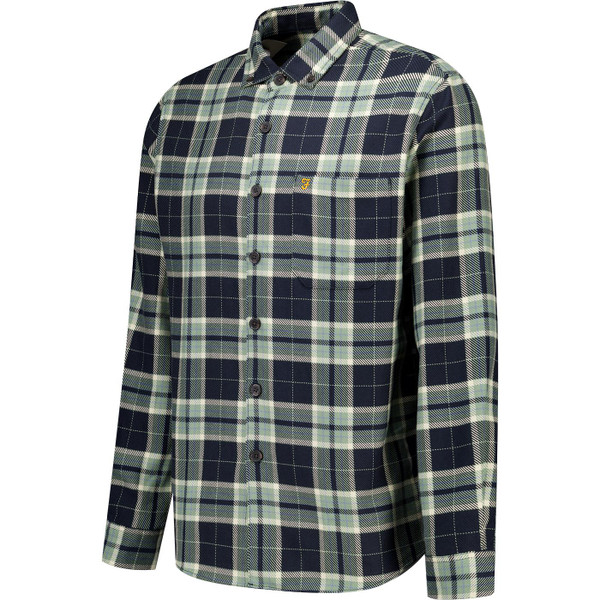 farah vintage mens christian retro button down check long sleeve shirt tarragon green