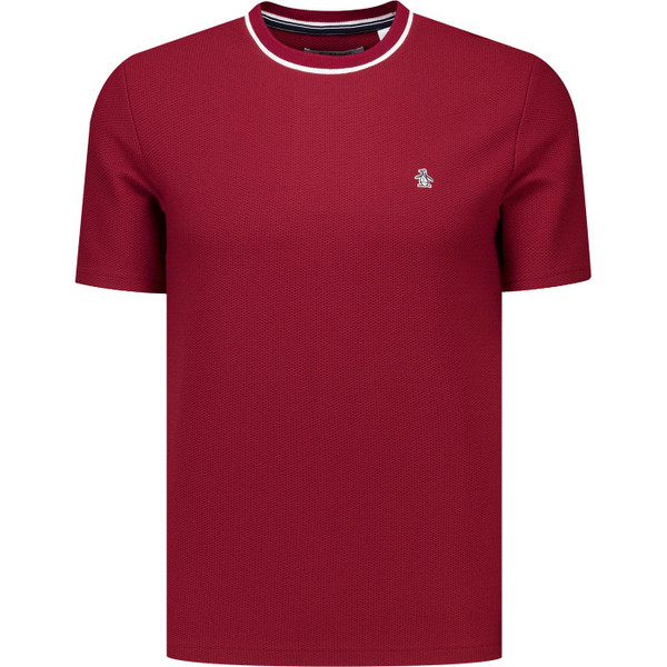 original penguin mens mod tipped textured pique psweater tshirt cabernet red