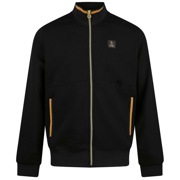 Luke Makati Retro Textured Funnel Neck Track Top in Black Main Photo
