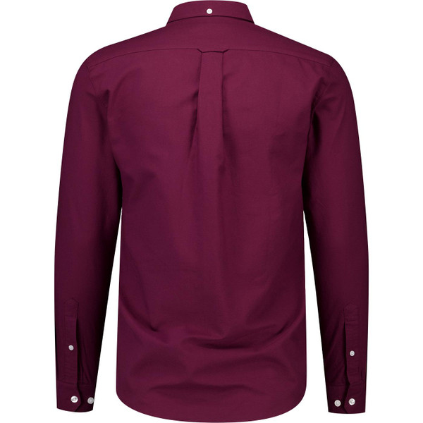 farah vintage mens brewer mod slim fit oxford long sleeve shirt bordeaux red