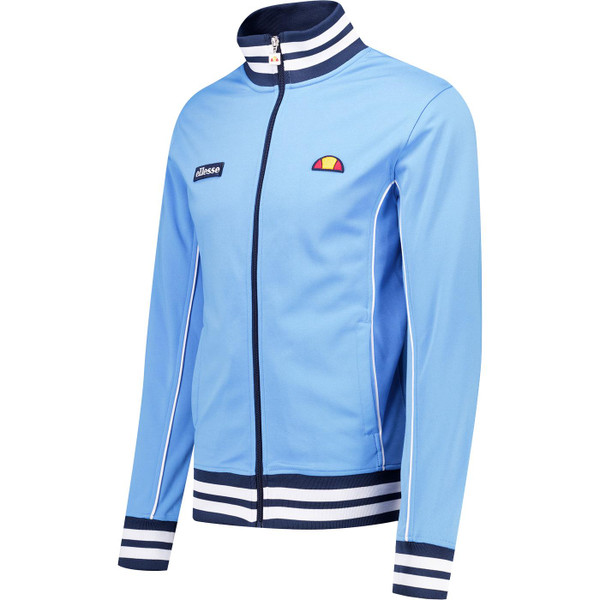 ellesse mens milan retro striped trims zip track jacket blue navy