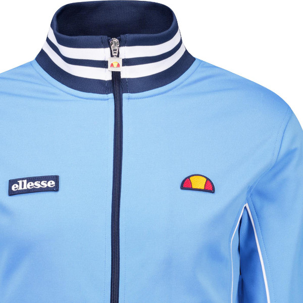 ellesse mens milan retro striped trims zip track jacket blue navy