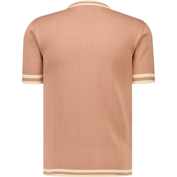 Madcap England Moon 1960s Mod Tipped Knitted T-shirt in Tawny Birch