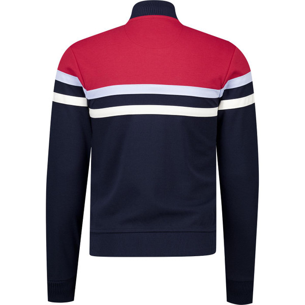 trojan records clothing mens retro colour block panel stripe zip track top navy red