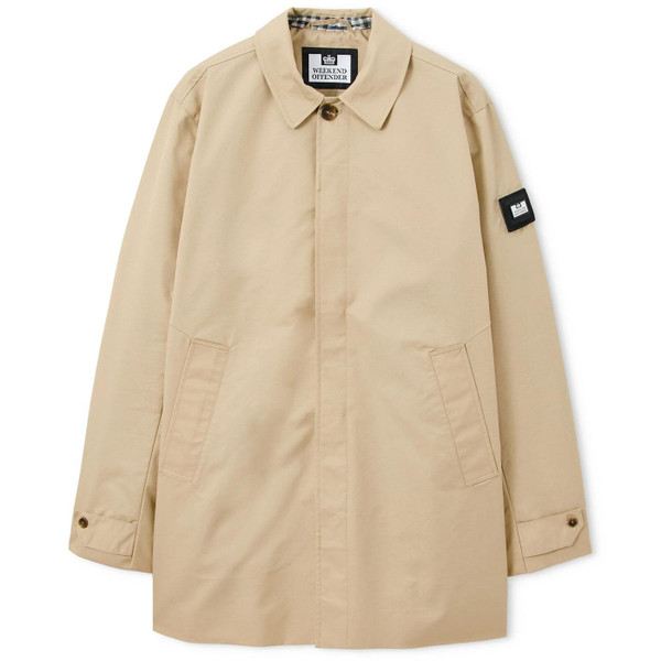 Weekend Offender Whitehouse Men's Mod Check TrimMac Jacket in Stone Flat Shot