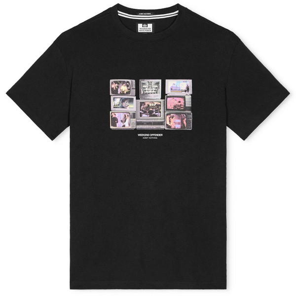 Weekend Offender Vision Retro Stacked TV Graphic T-shirt in Black Flat Shot