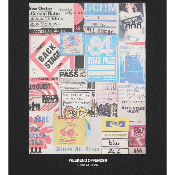 Weekend Offender Passes Retro Concert Gig Pass T-shirt in Black Close Up