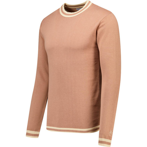 Madcap England Moon Mod Tipped Long Sleeve Knitted Jumper in Tawny Birch