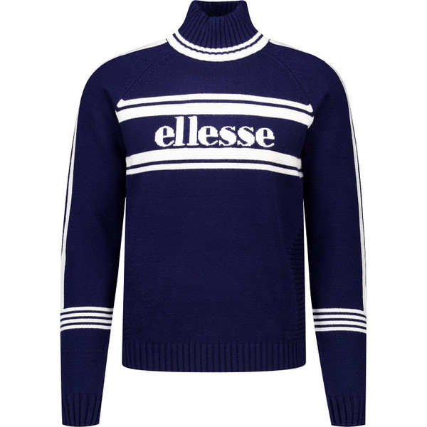 ellesse mens pellini jacquard logo high neck knitted jumper navy