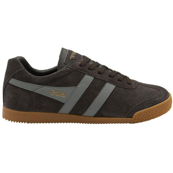 Gola Classics Harrier Suede Retro Trainers in Mocha and Cement Side Photo Gola Classics Harrier Suede Retro Trainers in Mocha and Cement Side Photo