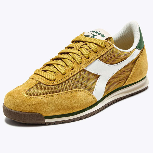 Diadora Cross Low Profile Retro 80s Trainers in Harvest Gold and Pasture Green