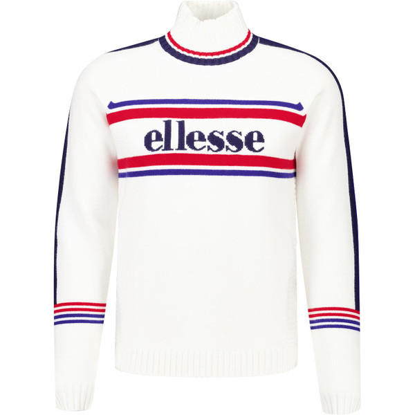 ellesse mens pellini jacquard logo high neck knitted jumper off white
