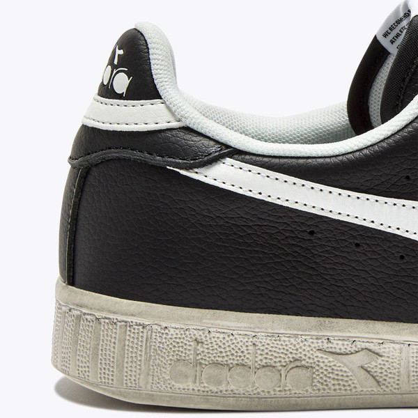 Diadora Game L Low Waxed Men's Retro Trainers in Black and White Close Up