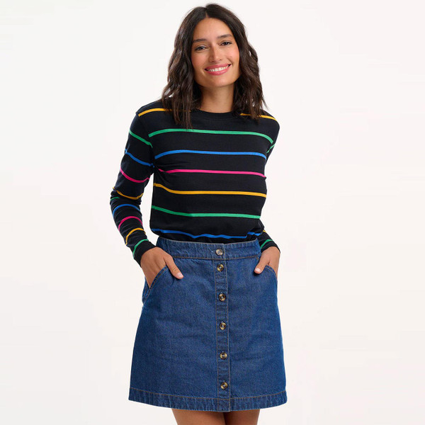 Sugarhill Brighton Trixie Button Through Denim Mini Skirt   Model Photo 2