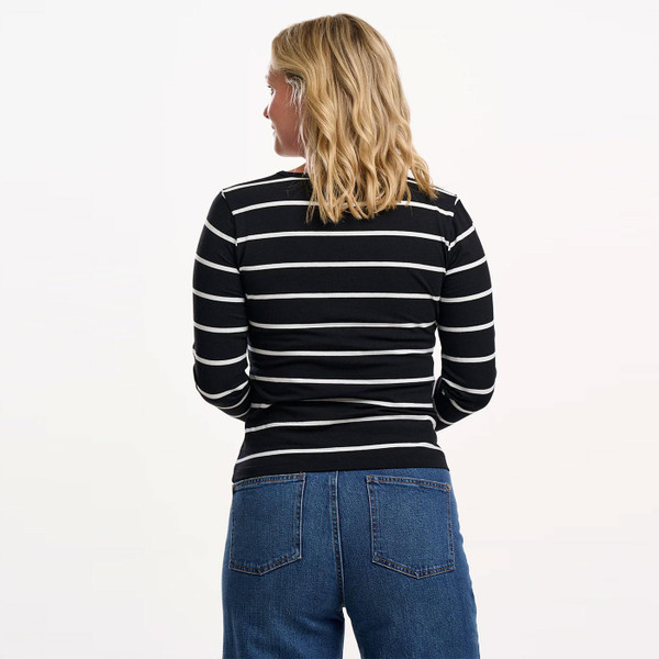 Sugarhill Brighton Josie Breton Stripe Leopard Top in Black Model Photo Back