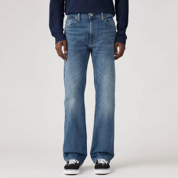 Levi's 527 Slim Bootcut Denim Jeans in Blue Tunes Model Photo Close Up