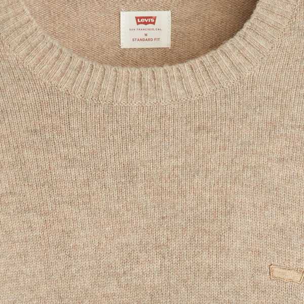 Levi's Housemark Men's Retro Wool Blend Jumper in Funghi Heather Close Up 2