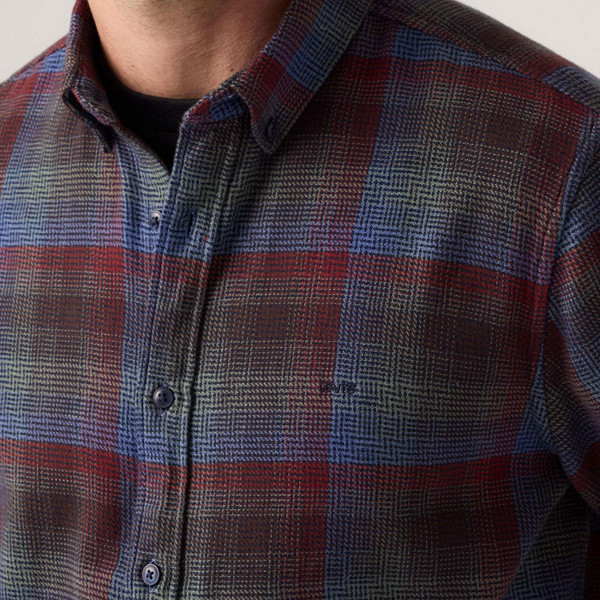 Levi's Bennett Authentic Textured Plaid Check Button Down Shirt in Navy Close Up 2