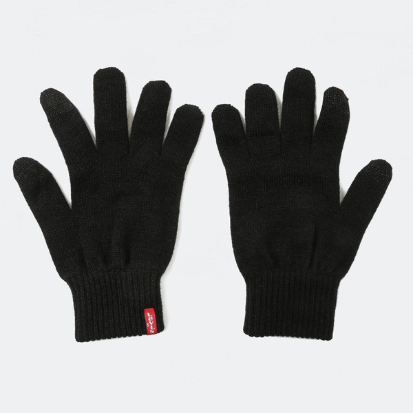 Levi's Retro Red Tab Rib Cuff Touch Screen Gloves in Caviar 